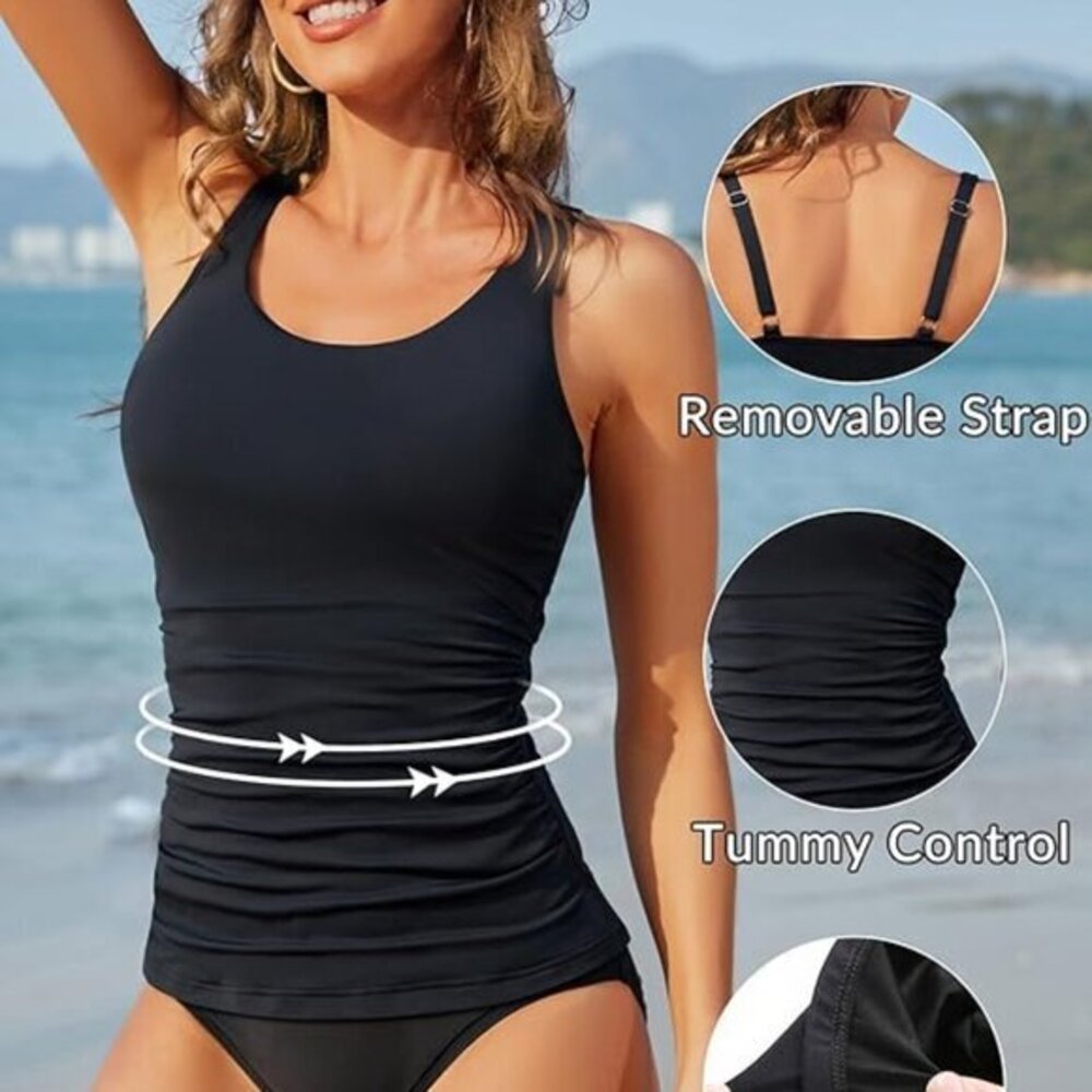 Aqua Eve Tankini Tummy Control Swim Tank Top Swimsuit Size MED NWT #2262